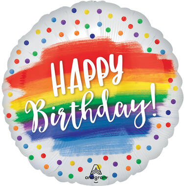 Foil Balloon - "HAPPY Birthday!" - Dots - Satin - 45 cm